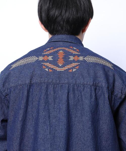 coen（コーエン）の「トライバル柄刺繍シャツ（シャツ/ブラウス・メンズ・オリーブ/ネイビー・XL/S/L/M）」の21枚目の写真