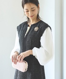 RUIRUE BOUTIQUE（ルイルエブティック）の「キーネックパールレイヤードツイードワンピース（ワンピース）」