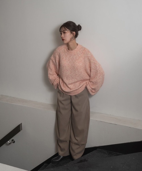 Amiur（エミレ）の「mix crew neck knit（ニット/セーター・レディース・ブラウン/グレー/ピンク・FREE）」の3枚目の写真