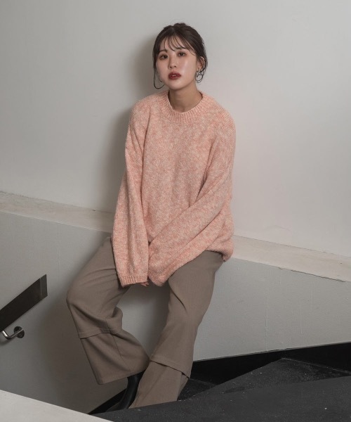 Amiur（エミレ）の「mix crew neck knit（ニット/セーター・レディース・ブラウン/グレー/ピンク・FREE）」の13枚目の写真