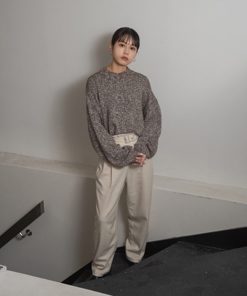 Amiur（エミレ）の「mix crew neck knit（ニット/セーター・レディース・ブラウン/グレー/ピンク・FREE）」の7枚目の写真