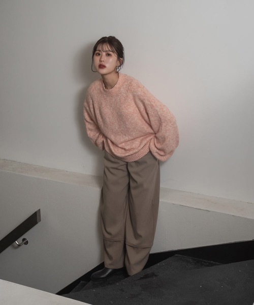 Amiur（エミレ）の「mix crew neck knit（ニット/セーター・レディース・ブラウン/グレー/ピンク・FREE）」の11枚目の写真