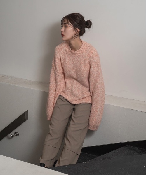Amiur（エミレ）の「mix crew neck knit（ニット/セーター・レディース・ブラウン/グレー/ピンク・FREE）」の14枚目の写真