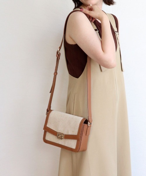 MIAN （ミアン）の「麻×合皮ミニショルダー（ショルダーバッグ・レディース・ブラック/グリーン/ブラウン・FREE）」の3枚目の写真