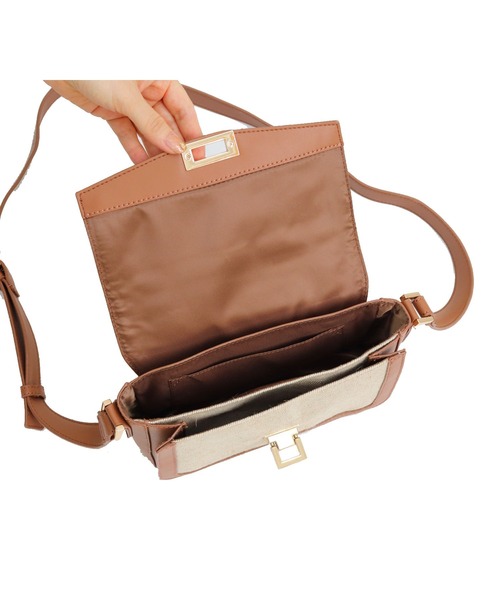 MIAN （ミアン）の「麻×合皮ミニショルダー（ショルダーバッグ・レディース・ブラック/グリーン/ブラウン・FREE）」の12枚目の写真