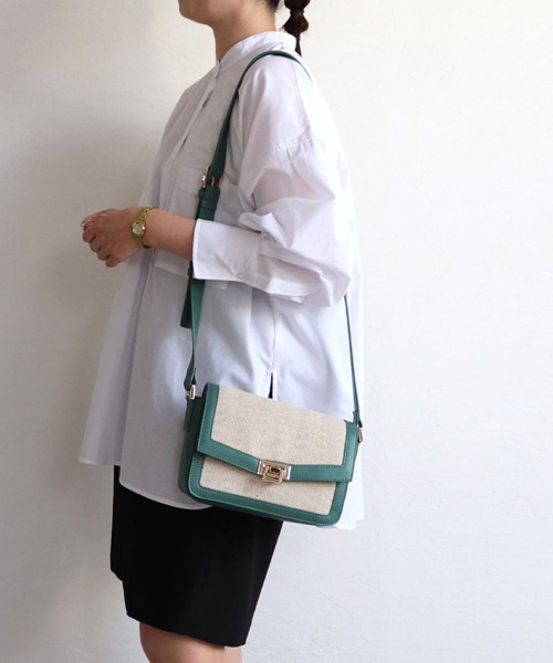 MIAN （ミアン）の「麻×合皮ミニショルダー（ショルダーバッグ・レディース・ブラック/グリーン/ブラウン・FREE）」の5枚目の写真