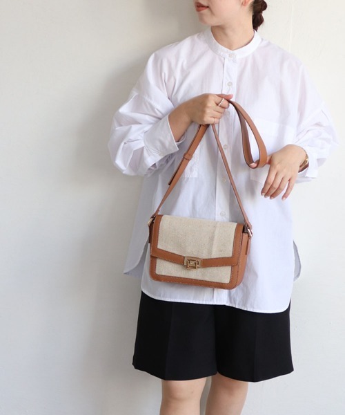 MIAN （ミアン）の「麻×合皮ミニショルダー（ショルダーバッグ・レディース・ブラック/グリーン/ブラウン・FREE）」の7枚目の写真