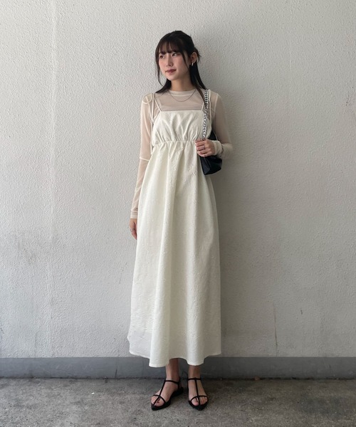 EPIMI E'PIMMY（エピミエピミー）の「ふくれジャガードボリュームキャミワンピ（ワンピース・レディース・ブラック/アイボリー・MEDIUM）」の10枚目の写真