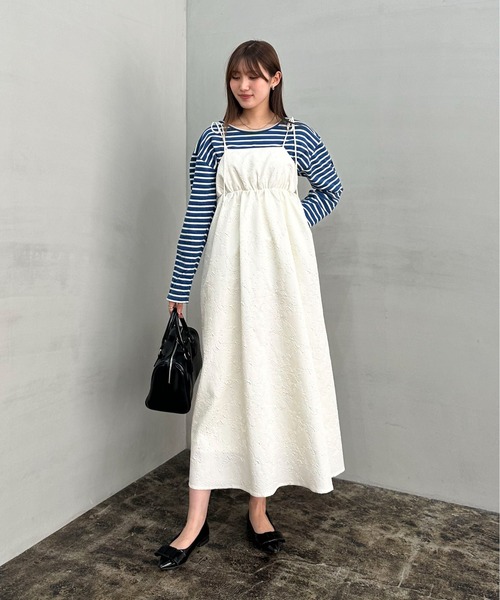 EPIMI E'PIMMY（エピミエピミー）の「ふくれジャガードボリュームキャミワンピ（ワンピース・レディース・ブラック/アイボリー・MEDIUM）」の12枚目の写真