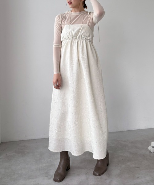 EPIMI E'PIMMY（エピミエピミー）の「ふくれジャガードボリュームキャミワンピ（ワンピース・レディース・ブラック/アイボリー・MEDIUM）」の14枚目の写真