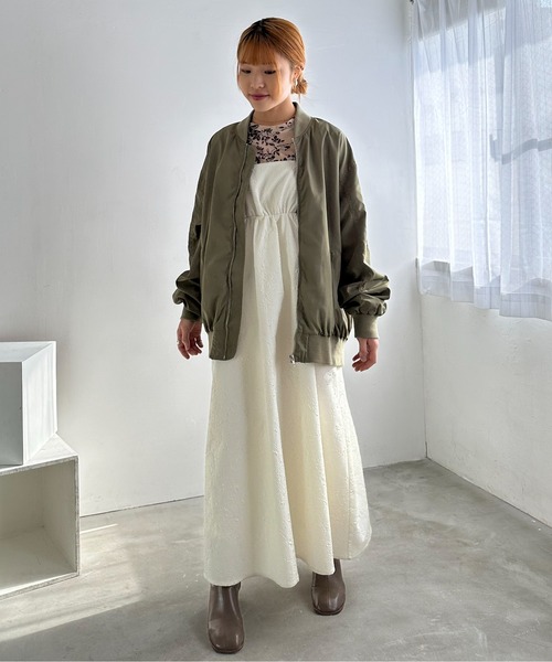 EPIMI E'PIMMY（エピミエピミー）の「ふくれジャガードボリュームキャミワンピ（ワンピース・レディース・ブラック/アイボリー・MEDIUM）」の19枚目の写真