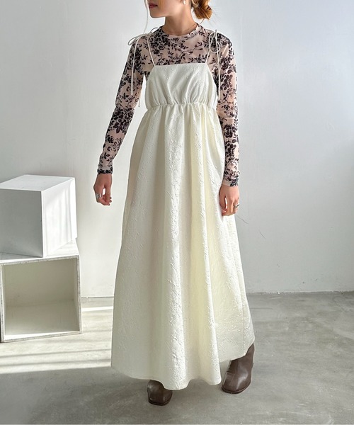 EPIMI E'PIMMY（エピミエピミー）の「ふくれジャガードボリュームキャミワンピ（ワンピース・レディース・ブラック/アイボリー・MEDIUM）」の22枚目の写真