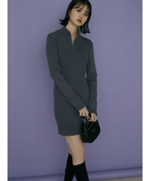 EMODA（エモダ）の「ハーフジップニットワンピース（ワンピース・レディース・グレー/ベージュ/ブラック/グリーン・FREE）」の22枚目の写真