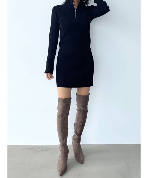 EMODA（エモダ）の「ハーフジップニットワンピース（ワンピース・レディース・グレー/ベージュ/ブラック/グリーン・FREE）」の9枚目の写真