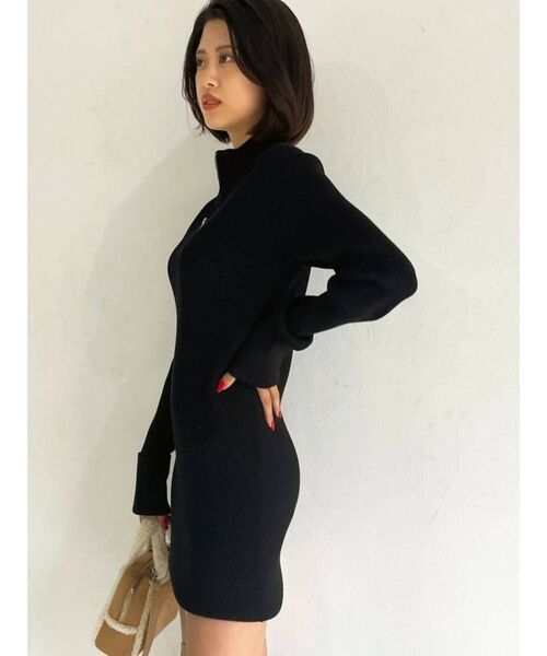 EMODA（エモダ）の「ハーフジップニットワンピース（ワンピース・レディース・グレー/ベージュ/ブラック/グリーン・FREE）」の13枚目の写真