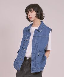 【FFEIN(フェイン)】DENIM VEST / ケミカルウォッシュ オーバーサイズ デニム ベスト