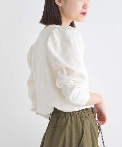 OMNES（オムネス）の「リブパワーショルダー長袖プルオーバー（その他トップス・レディース・オレンジ/ホワイト系その他/アイボリー/ブラック/オリーブ・FREE）」の14枚目の写真