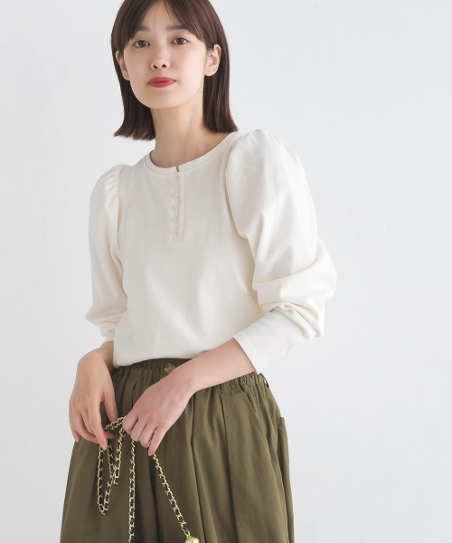 OMNES（オムネス）の「リブパワーショルダー長袖プルオーバー（その他トップス・レディース・オレンジ/ホワイト系その他/アイボリー/ブラック/オリーブ・FREE）」の15枚目の写真