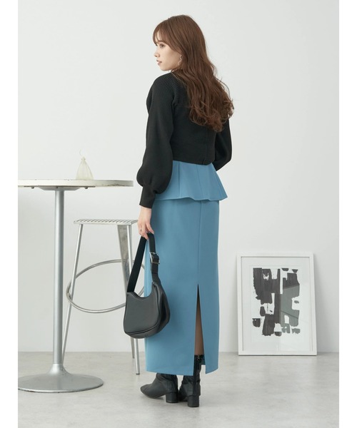 earth music&ecology(アースミュージックアンドエコロジー)の「コルセット付ナロースカート(スカート・レディース・ブルー/ブラック/ライトベージュ・S/M)」の14枚目の写真