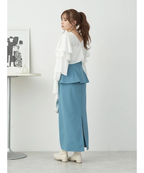 earth music&ecology(アースミュージックアンドエコロジー)の「コルセット付ナロースカート(スカート・レディース・ブルー/ブラック/ライトベージュ・S/M)」の16枚目の写真