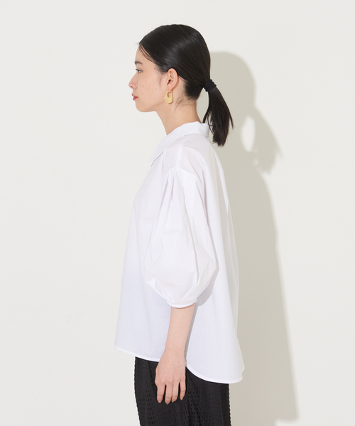 NOMINE(ノミネ)の「タックボリューム5分袖シャツ(シャツ/ブラウス・レディース・ブラック/カーキ/サックスブルー/ホワイト・フリー)」の16枚目の写真