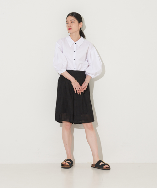 NOMINE(ノミネ)の「タックボリューム5分袖シャツ(シャツ/ブラウス・レディース・ブラック/カーキ/サックスブルー/ホワイト・フリー)」の9枚目の写真
