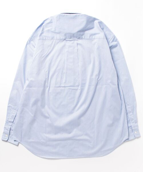 ADAM ET ROPE'（アダムエロペ）の「《FINAL PRICE》ストライプ ビッグシルエット レギュラーカラーシャツ/ロングシーズン着用可能（シャツ/ブラウス・メンズ・ブルー系その他4・M/L）」の2枚目の写真