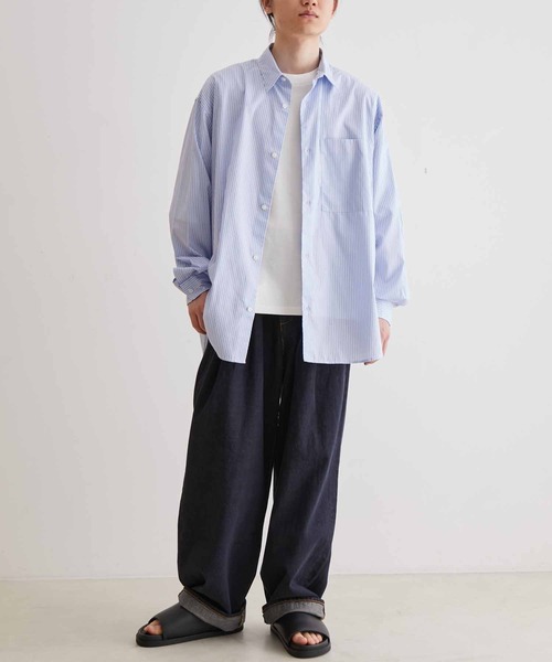 ADAM ET ROPE'（アダムエロペ）の「《FINAL PRICE》ストライプ ビッグシルエット レギュラーカラーシャツ/ロングシーズン着用可能（シャツ/ブラウス・メンズ・ブルー系その他4・M/L）」の16枚目の写真