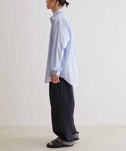 ADAM ET ROPE'（アダムエロペ）の「《FINAL PRICE》ストライプ ビッグシルエット レギュラーカラーシャツ/ロングシーズン着用可能（シャツ/ブラウス・メンズ・ブルー系その他4・M/L）」の18枚目の写真