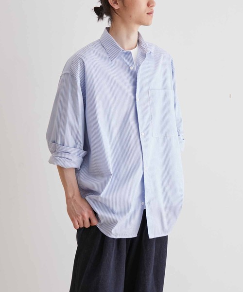 ADAM ET ROPE'（アダムエロペ）の「《FINAL PRICE》ストライプ ビッグシルエット レギュラーカラーシャツ/ロングシーズン着用可能（シャツ/ブラウス・メンズ・ブルー系その他4・M/L）」の15枚目の写真