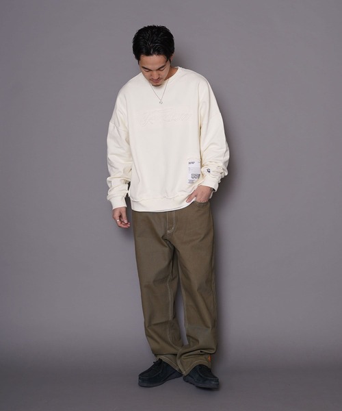 #Re:room（リルーム）の「ロゴエンブロイダリービッグトレーナー（スウェット・メンズ・ブラック/オフホワイト/ベージュ/ライトグリーン・M-L/S-M）」の5枚目の写真