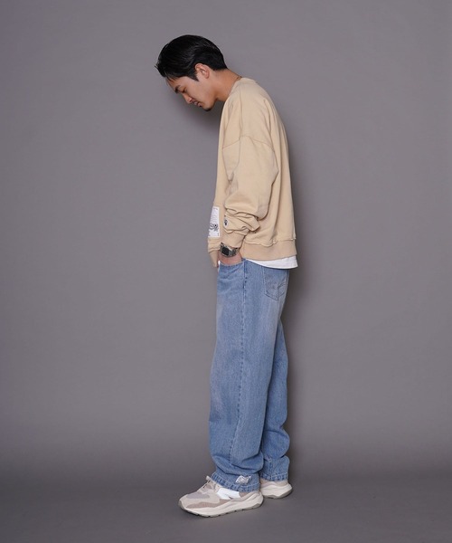 #Re:room（リルーム）の「ロゴエンブロイダリービッグトレーナー（スウェット・メンズ・ブラック/オフホワイト/ベージュ/ライトグリーン・M-L/S-M）」の22枚目の写真