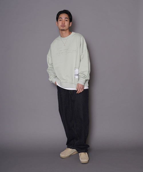 #Re:room（リルーム）の「ロゴエンブロイダリービッグトレーナー（スウェット・メンズ・ブラック/オフホワイト/ベージュ/ライトグリーン・M-L/S-M）」の12枚目の写真