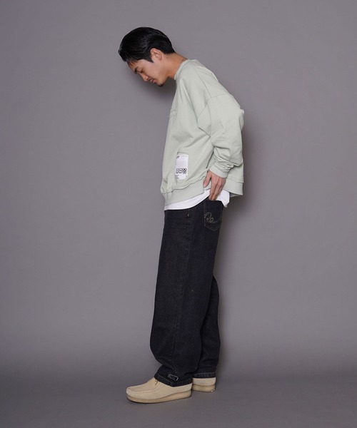 #Re:room（リルーム）の「ロゴエンブロイダリービッグトレーナー（スウェット・メンズ・ブラック/オフホワイト/ベージュ/ライトグリーン・M-L/S-M）」の6枚目の写真
