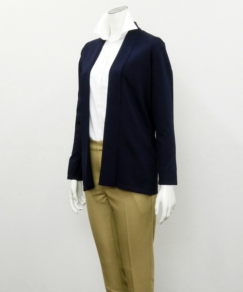 Pitta Re:)(ピッタリ)の「前立てリブトッパー ニットカーディガン(カーディガン/ボレロ・レディース・ネイビー/ブラック/ライトベージュ/イエロー×グリーン・M/L)」の11枚目の写真