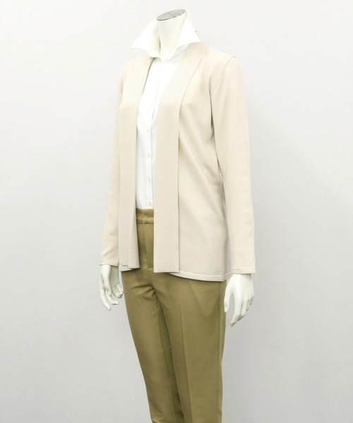 Pitta Re:)(ピッタリ)の「前立てリブトッパー ニットカーディガン(カーディガン/ボレロ・レディース・ネイビー/ブラック/ライトベージュ/イエロー×グリーン・M/L)」の12枚目の写真