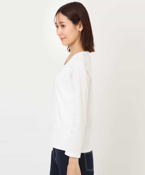 OFUON le MK(オフオンルエムケー)の「フロントホックデザインカットソー/洗える(Tシャツ/カットソー・レディース・ホワイト/ブラック・40/38)」の14枚目の写真