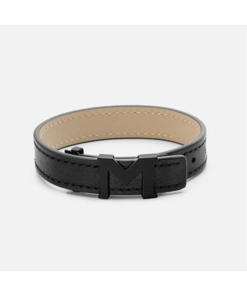 MONTBLANC モンブラン ブラックレザーブレスレット シルバー925 MONTBLANC モンブラン ブラックレザーブレスレット シルバー925