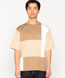 パッチワークデザイン クルーネック Tシャツ