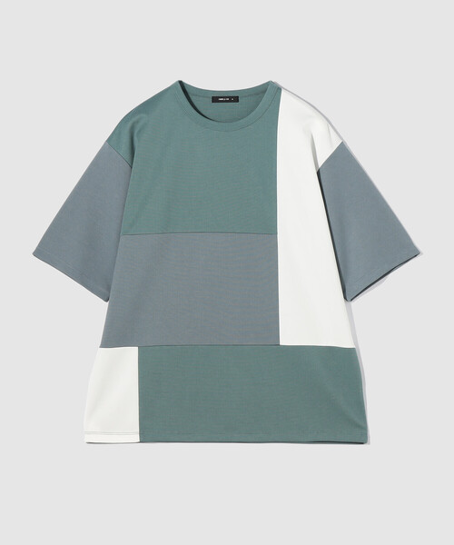 COMME CA ISM(コムサイズム)の「パッチワークデザイン クルーネック Tシャツ(Tシャツ/カットソー・メンズ・ベージュ/チャコール/グリーン/ブルー・MEDIUM/LARGE/X-LARGE)」の3枚目の写真