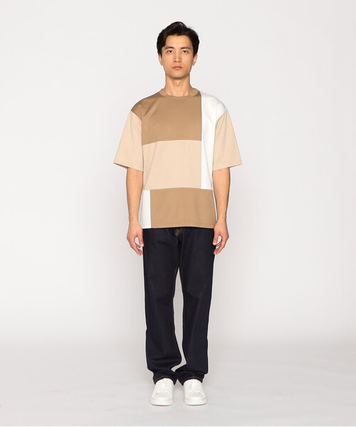 COMME CA ISM(コムサイズム)の「パッチワークデザイン クルーネック Tシャツ(Tシャツ/カットソー・メンズ・ベージュ/チャコール/グリーン/ブルー・MEDIUM/LARGE/X-LARGE)」の5枚目の写真