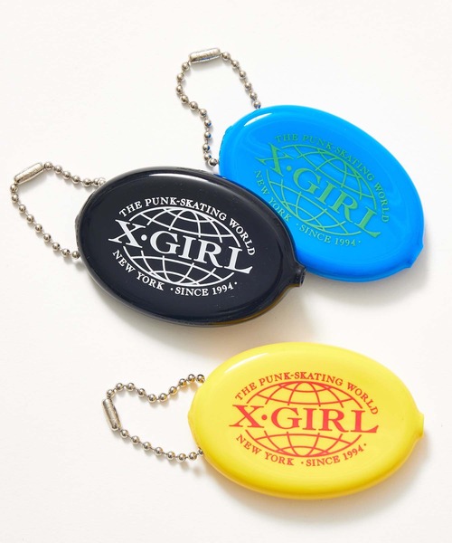X-girl（エックスガール）の「X-GIRL WORLD LOGO COIN CASE（コインケース・レディース・ブルー/ブラック/イエロー・ONE SIZE）」の5枚目の写真