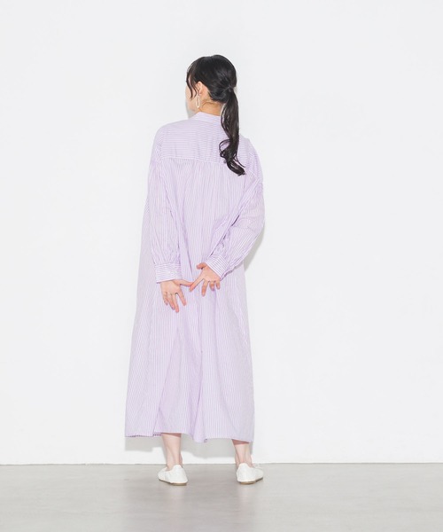 lil nina(リルニーナ)の「綿100% 長袖 ギャザースリーブシャツワンピース(シャツワンピース・レディース・ブルー/ラベンダー/オレンジ/ブラック/オフホワイト・FREE)」の17枚目の写真