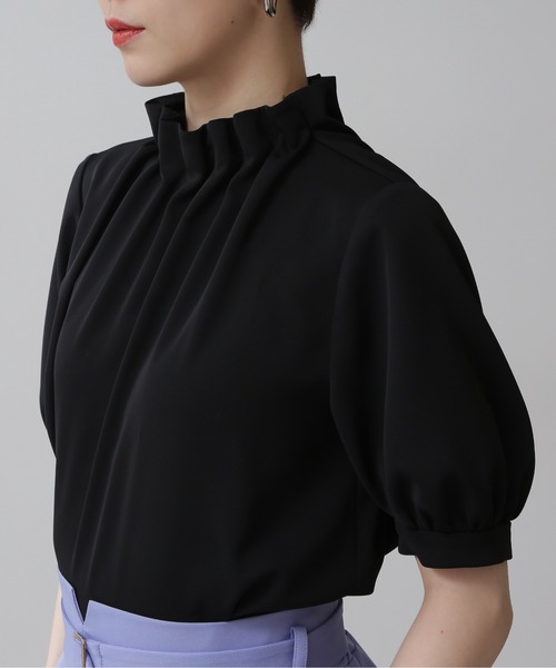 N.（N. Natural Beauty Basic）（エヌエヌナチュラルビューティーベーシック）の「◆ペーパーバック５分袖ブラウス（シャツ/ブラウス・レディース・オフホワイト/ブラック/グレー/ピンク/ライトグリーン・MEDIUM）」の9枚目の写真