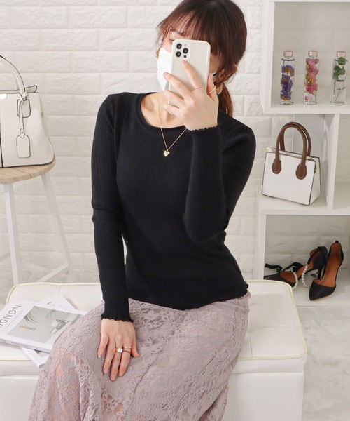 Lace Ladies(レースレディース)の「ラウンドネックメロウプルオーバー(Tシャツ/カットソー・レディース・ブラック/グリーン/ホワイト/ブラウン/アイボリー・FREE)」の3枚目の写真