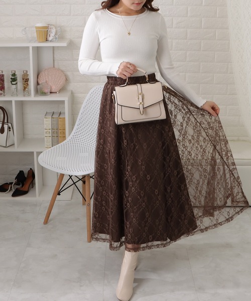 Lace Ladies(レースレディース)の「ラウンドネックメロウプルオーバー(Tシャツ/カットソー・レディース・ブラック/グリーン/ホワイト/ブラウン/アイボリー・FREE)」の6枚目の写真