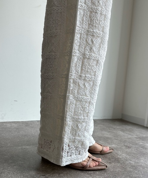 DouDou（ドゥドゥ）の「【WEB限定】ブロックレースイージーパンツ