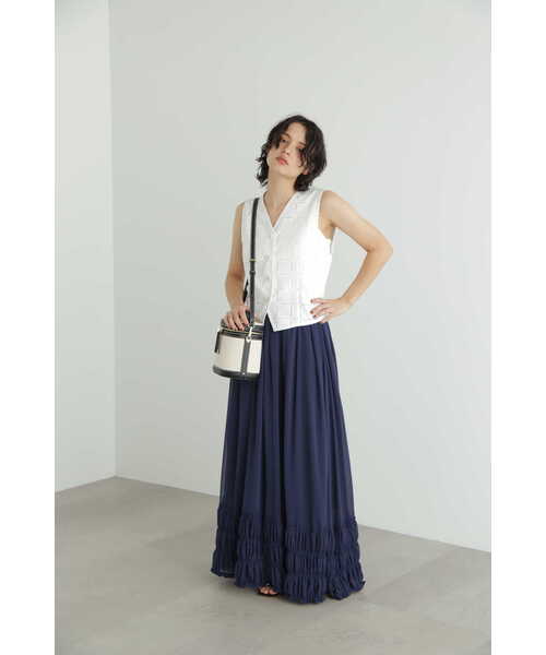 新品タグ付きJILL STUART シャーリングヘムシフォンスカート JILL STUART（ジルスチュアート）の「◇シャーリングヘム