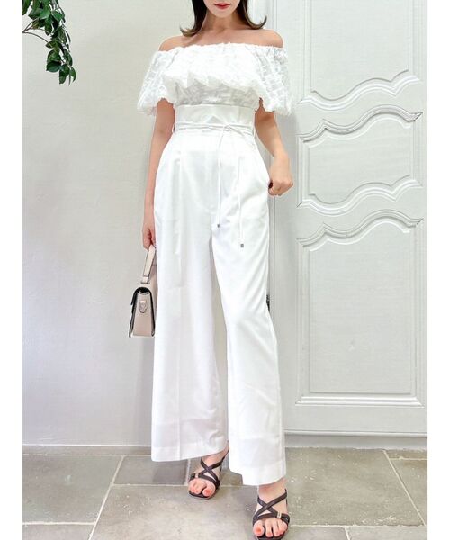 dazzlin（ダズリン）の「2WAYリボンベルトワイドパンツ（その他パンツ・レディース・ネイビー/オフホワイト/グリーン・SMALL/MEDIUM）」の2枚目の写真