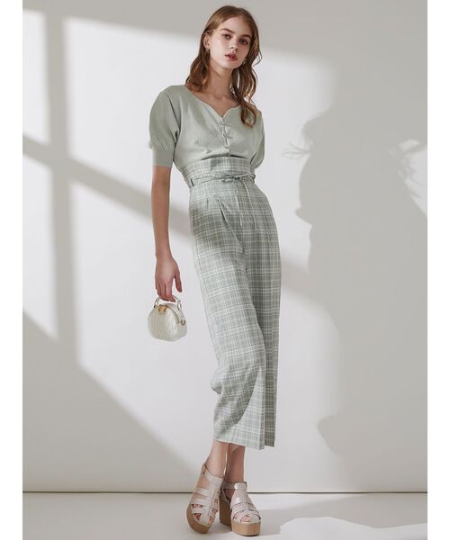 dazzlin（ダズリン）の「2WAYリボンベルトワイドパンツ（その他パンツ・レディース・ネイビー/オフホワイト/グリーン・SMALL/MEDIUM）」の4枚目の写真